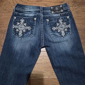 Miss Me Jeans Womens 30x34 Bootcut Cross Rhinestone Snowflake Western 29